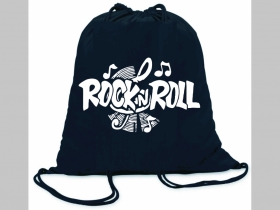 Rock n Roll ľahké sťahovacie vrecko ( batôžtek / vak ) s čiernou šnúrkou, 100% bavlna 100 g/m2, rozmery cca. 37 x 41 cm